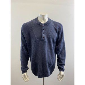 Northern Element Men's Vintage Henley Neck Sweater Size Medium Blue Long Sleeve